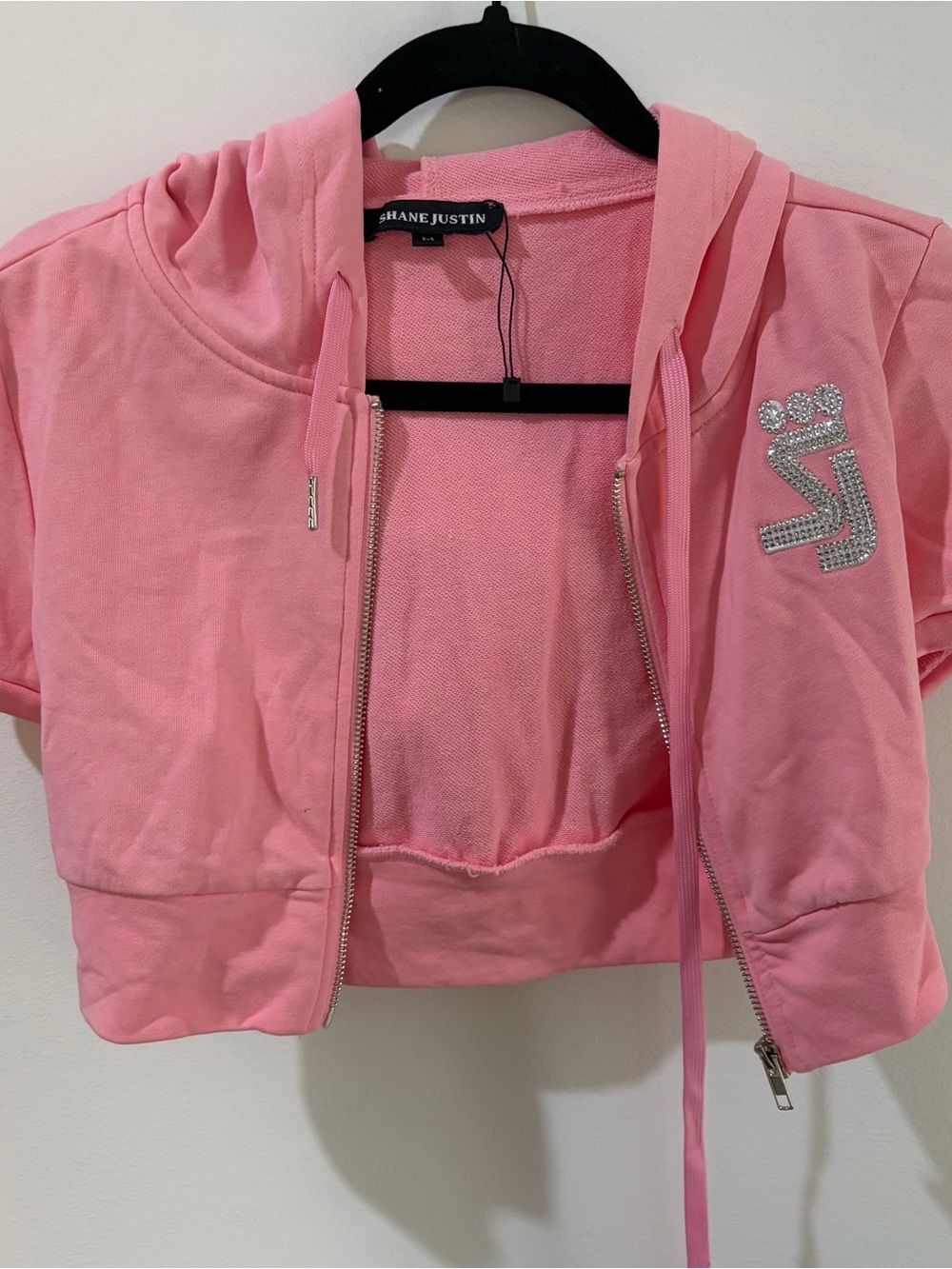 Shane Justin Pink Girls' Short-Sleeve zip up and matching shorts set
